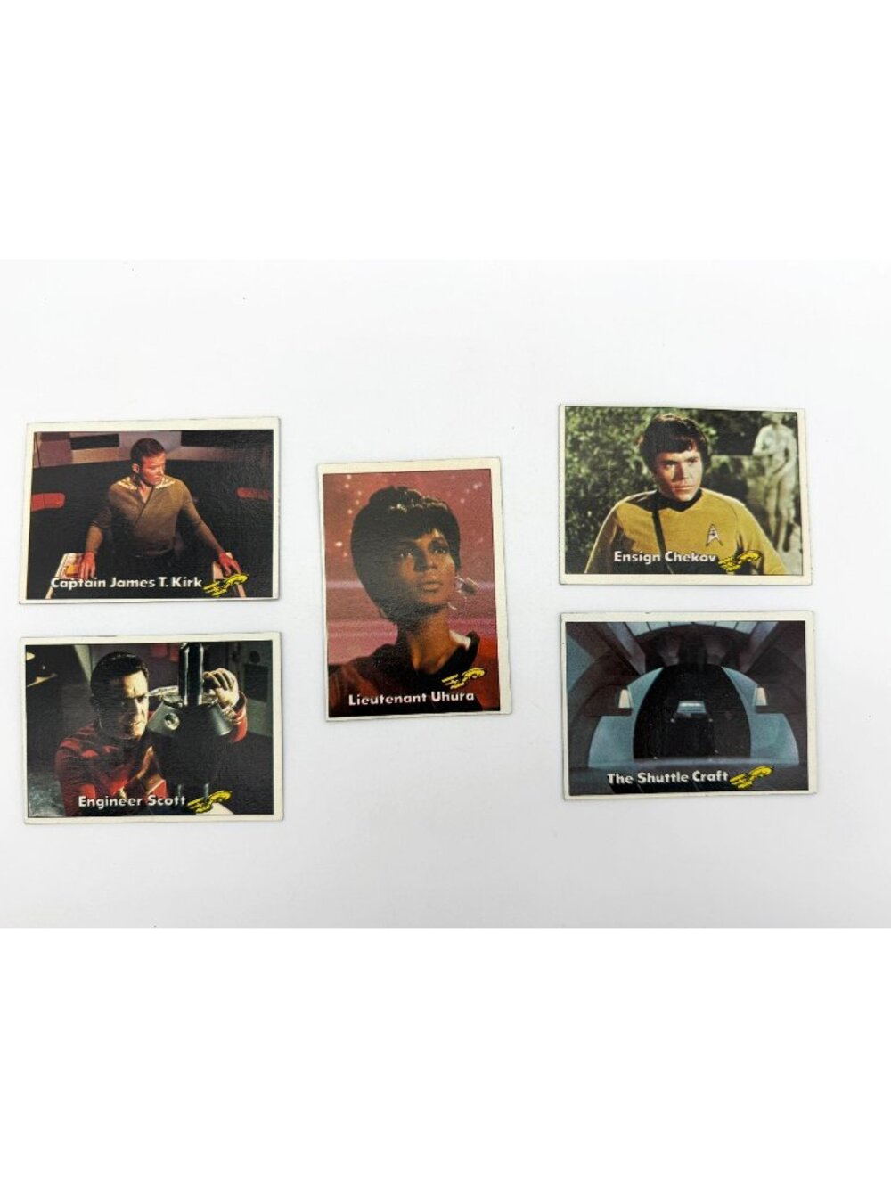 Collection of 5 Topps 1976 Vintage Star Trek Trading Cards Protective Sleeves